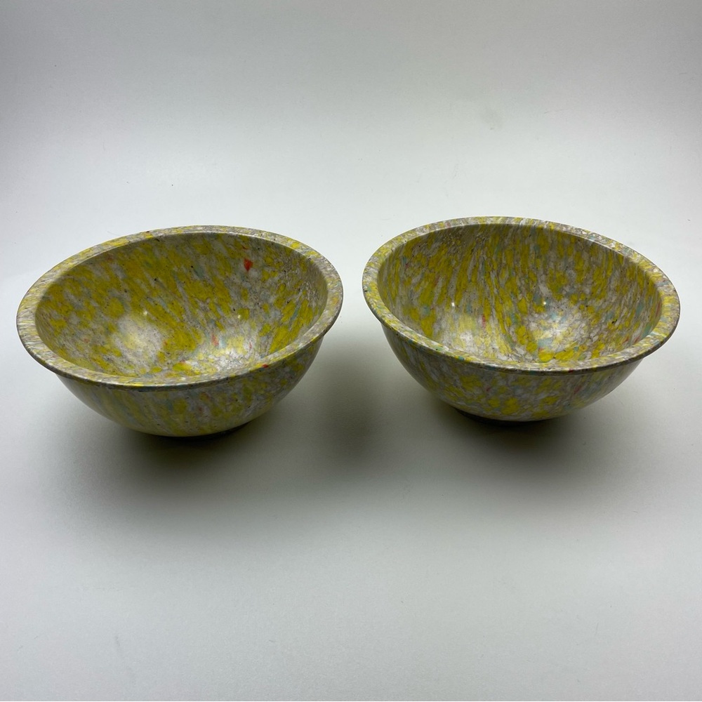 Two Vintage 10" TexasWare 118 Confetti Spatter Melamine Melmac Mixing Bowl USA
